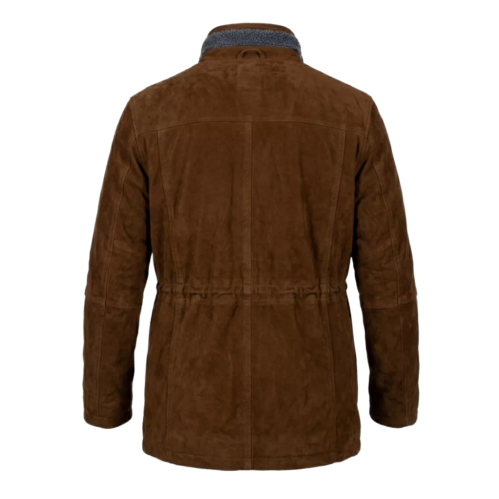 Men’s Brown Suede Shearling Coat | Classic Winter Car Coat