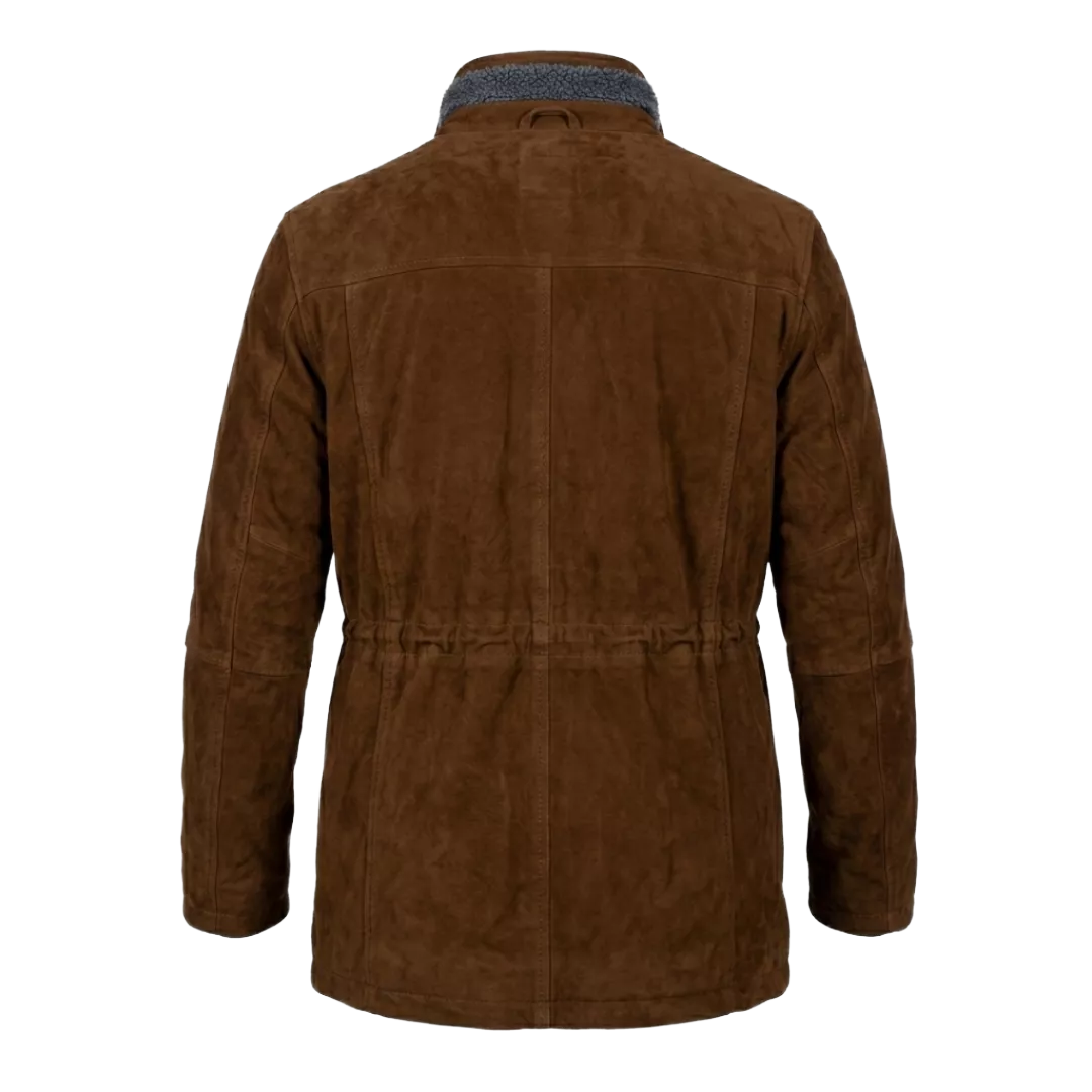 Men’s Brown Suede Shearling Coat | Classic Winter Car Coat