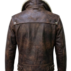 Men’s Brown Shearling Leather Jacket | Vintage Aviator Style