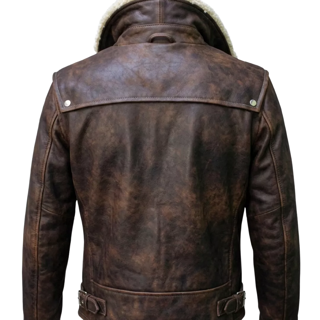 Men’s Brown Shearling Leather Jacket | Vintage Aviator Style