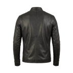 Men’s Black Leather Cafe Racer Jacket | Minimalist Biker Style