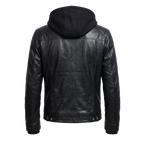 Men’s Black Leather Hooded Biker Jacket | Moto Style