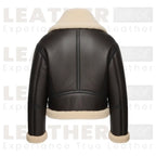 Women’s Shearling Collar Leather Jacket | Chocolate Brown Winter Coat