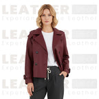 Women’s Burgundy Leather Trench | Style Jacket