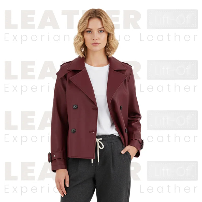 Women’s Burgundy Leather Trench | Style Jacket