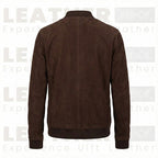 Men’s Premium Chocolate Suede Leather Bomber Jacket – Urban Minimalist Style