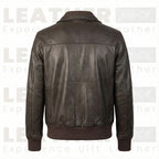 Men’s Classic Dark Brown Leather Bomber Jacket – Handcrafted Premium Leather