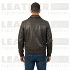 Men’s Classic Dark Brown Leather Bomber Jacket – Handcrafted Premium Leather