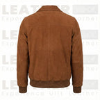 Men’s Chocolate Suede Bomber Jacket - Premium Goatskin Suede