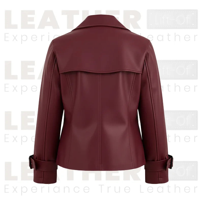Women’s Burgundy Leather Trench | Style Jacket
