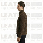 The "Lester" Suede Bomber – Premium Goatskin in Earth-Tone Brown