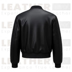 Women’s Minimal Faux Leather Bomber Jacket | Classic Black Everyday Style