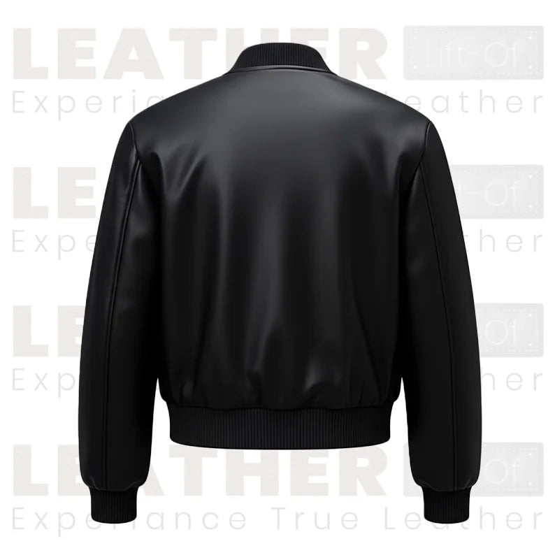 Women’s Minimal Faux Leather Bomber Jacket | Classic Black Everyday Style