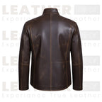 Drakeshire Vintage Brown Stand-Collar Leather Jacket