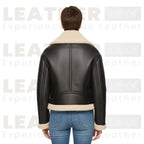 Women’s Shearling Collar Leather Jacket | Chocolate Brown Winter Coat