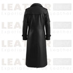 Men’s Black Hooded Leather Trench Coat – Long Gothic Style Leather Coat