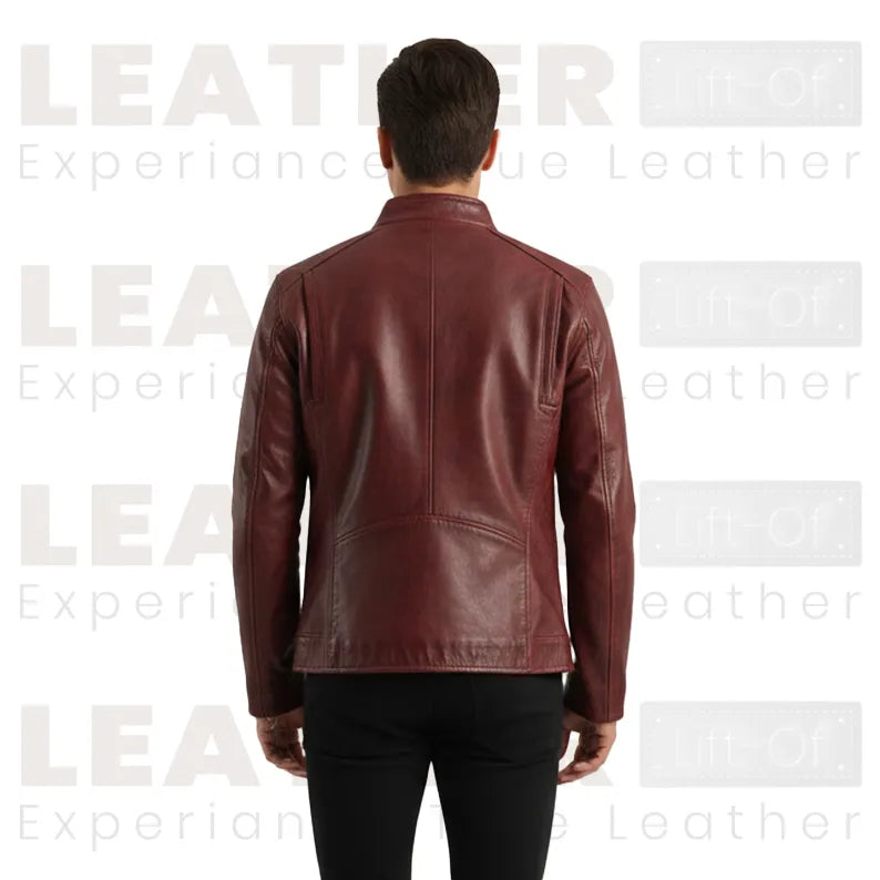 Men’s Burgundy Leather Cafe Racer Jacket | Vintage Biker Style