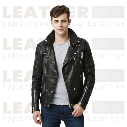 Men's Black Quilted Biker Leather Jacket – Premium Motorcycle Rider Jacket