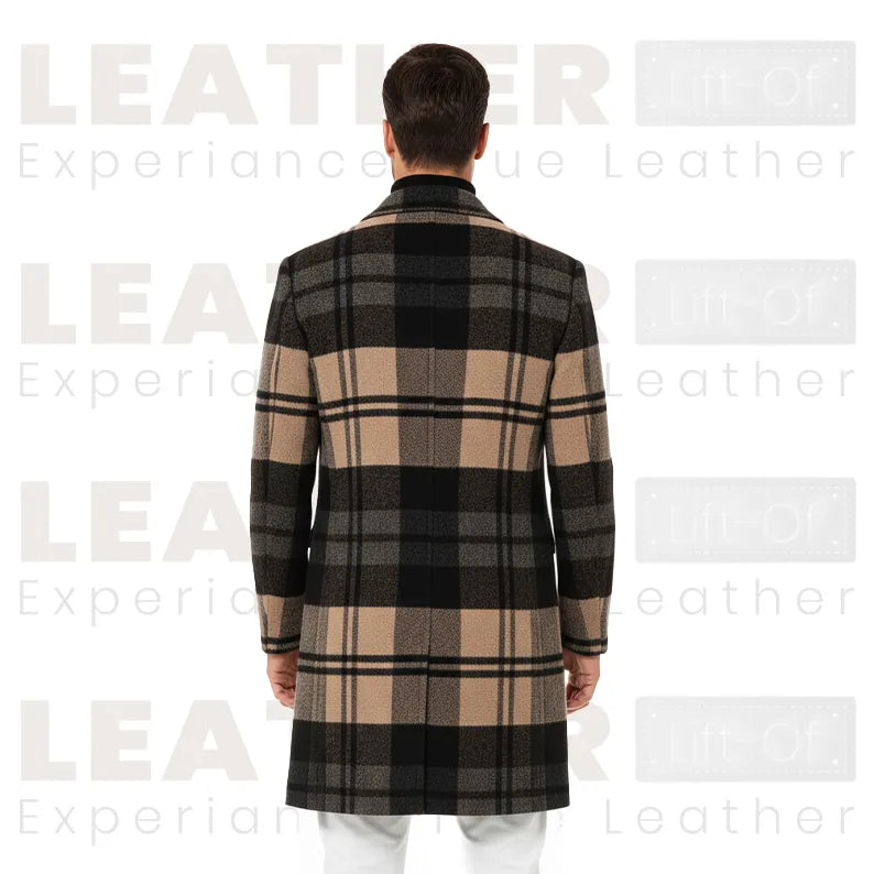 Women’s Beige Black Plaid Long Coat | Classic Check Overcoat