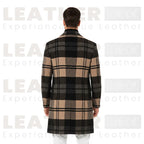 Women’s Beige Black Plaid Long Coat | Classic Check Overcoat