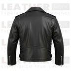 Black Premium Moto Biker Leather Jacket with Side Lace Detailing