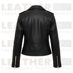 Women’s Faux Leather Biker Jacket | Classic Black Zip-Up Moto Style