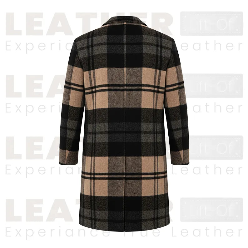 Women’s Beige Black Plaid Long Coat | Classic Check Overcoat