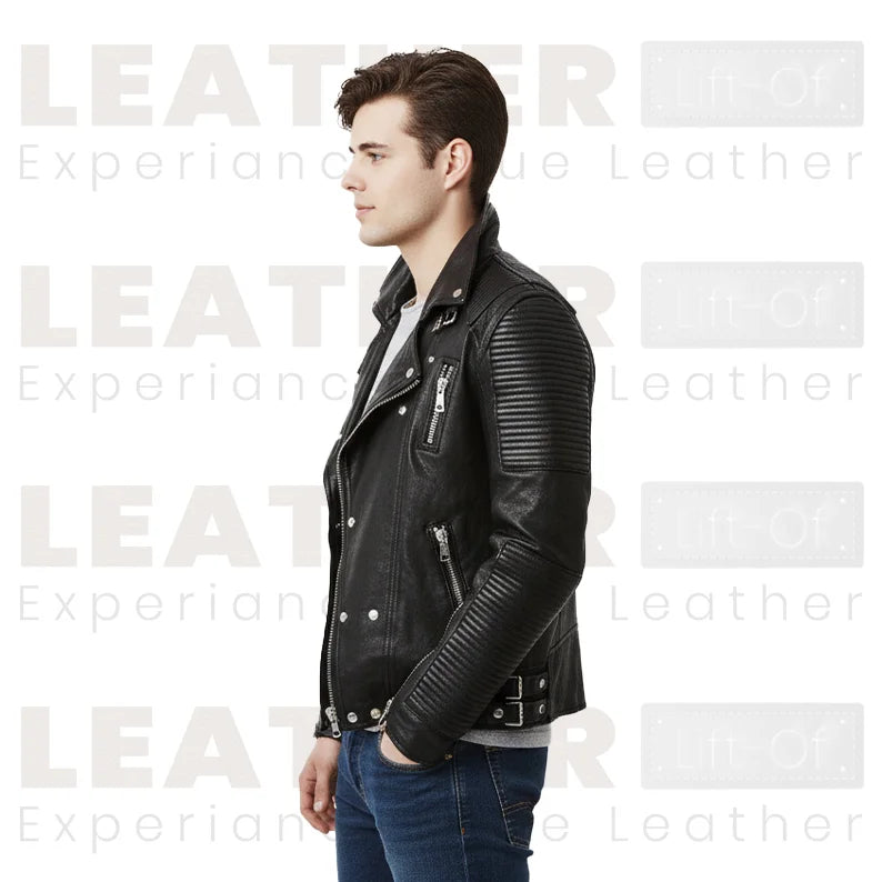 Men's Black Quilted Biker Leather Jacket – Premium Motorcycle Rider Jacket