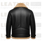 Men's Black Shearling Collar Leather Jacket | Winter B3 Bomber