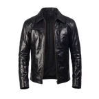 Men’s Black Leather Jacket | Classic Casual Zip Style