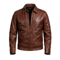 Men’s Brown Leather Jacket | Classic Casual Zip Style