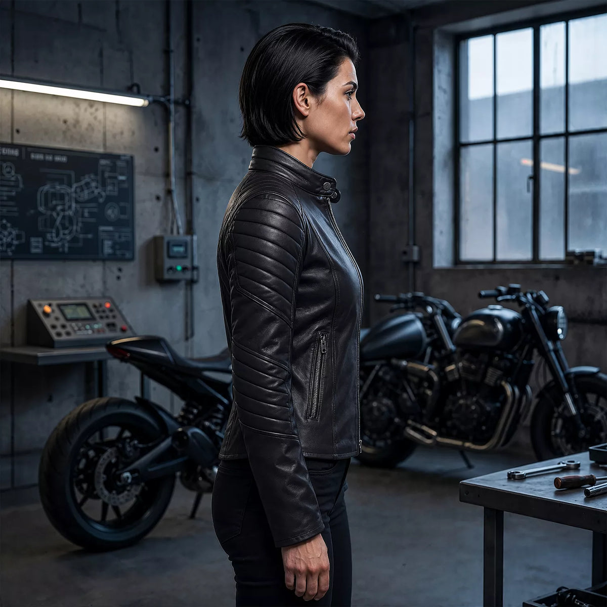 Black Superhero Leather Jacket for Women | Motorcycle Biker Jacket
