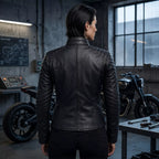 Black Superhero Leather Jacket for Women | Motorcycle Biker Jacket