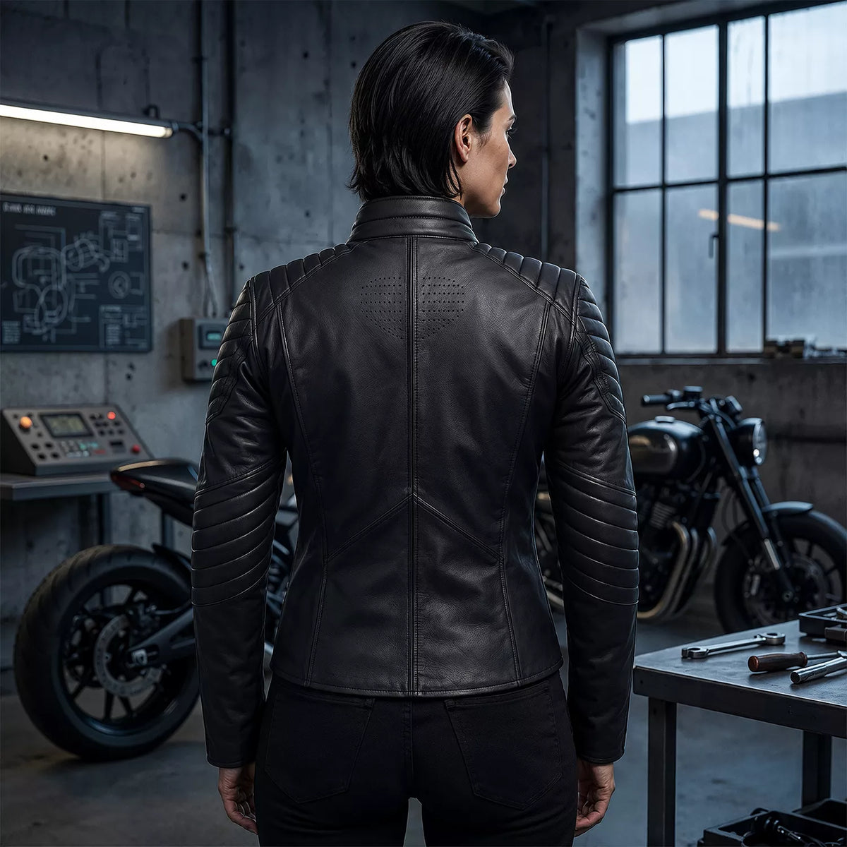 Black Superhero Leather Jacket for Women | Motorcycle Biker Jacket