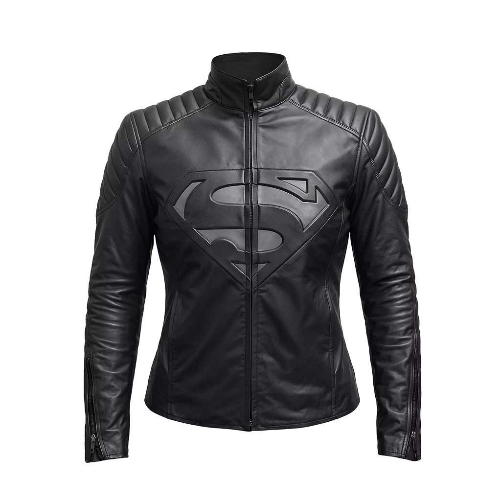 Black Superhero Leather Jacket for Women | Motorcycle Biker Jacket
