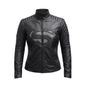 Black Superhero Leather Jacket for Women | Motorcycle Biker Jacket