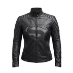 Black Superhero Leather Jacket for Women | Motorcycle Biker Jacket