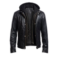 Men’s Black Leather Hooded Biker Jacket | Moto Style
