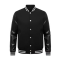 Classic Black Varsity Jacket with Premium Leather Sleeves