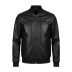 DE-MARCA Black Genuine Lambskin Bomber Jacket for Men