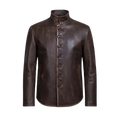 Drakeshire Vintage Brown Stand-Collar Leather Jacket