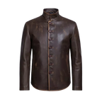 Drakeshire Vintage Brown Stand-Collar Leather Jacket