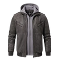 FLAVOR Brown Leather Motorcycle Jacket with Removable Hoodie