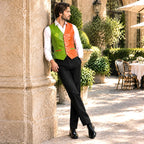 Men's Flowery Inspired Halloween Cosplay Vest | Green Orange Character Costume Waistcoat