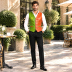 Men's Flowery Inspired Halloween Cosplay Vest | Green Orange Character Costume Waistcoat