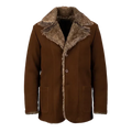 Furlong Brown Suede Leather Coat – Luxury Fur Collar Winter Coat for Men