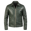 Men’s Olive Green Leather Jacket | Classic Casual Zip Style