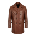 Men’s Brown Leather Trench Coat | Double Breasted Classic Long Leather Overcoat