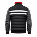 Men’s Black Grey White Puffer Bomber Jacket | Quilted Winter Style