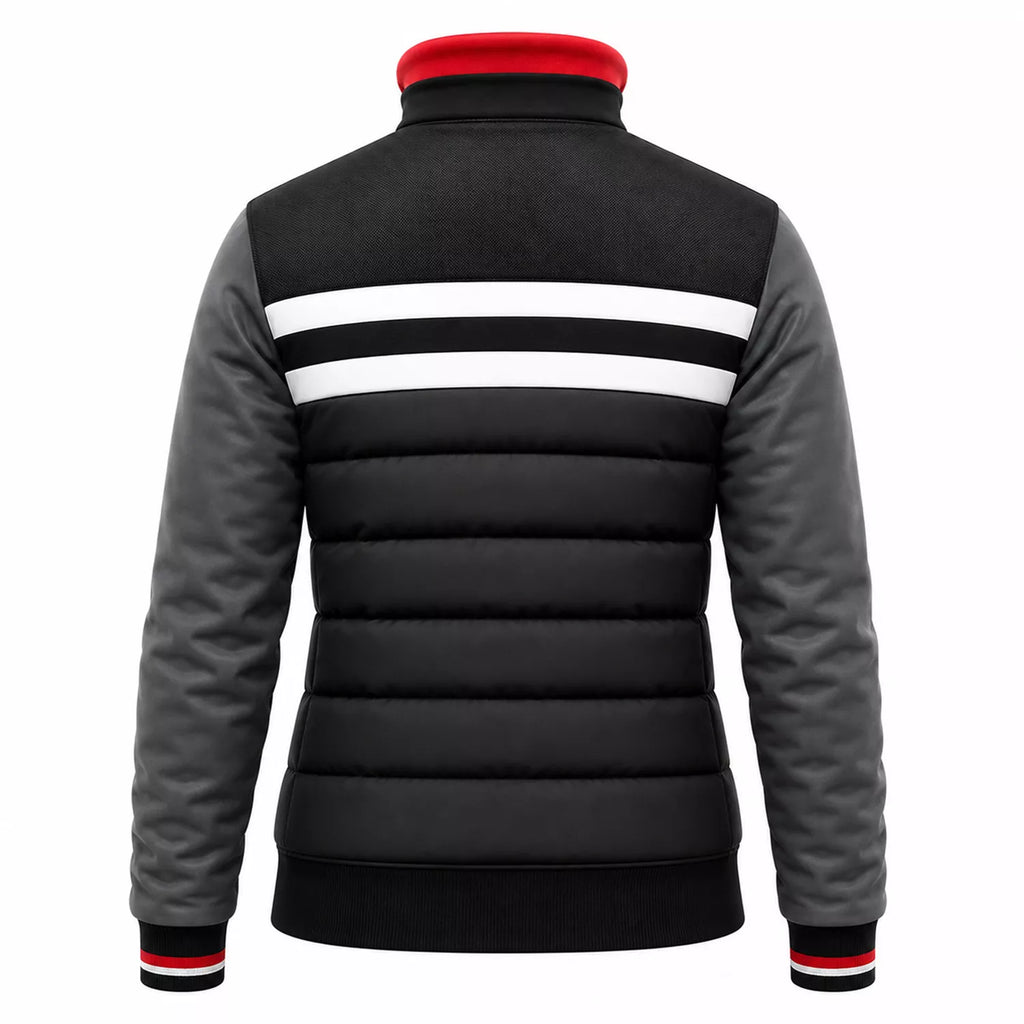 Women’s Black Grey White Puffer Bomber Jacket | Winter Style